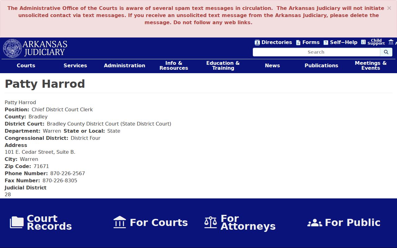 Bradley County District Court docket clerk profile