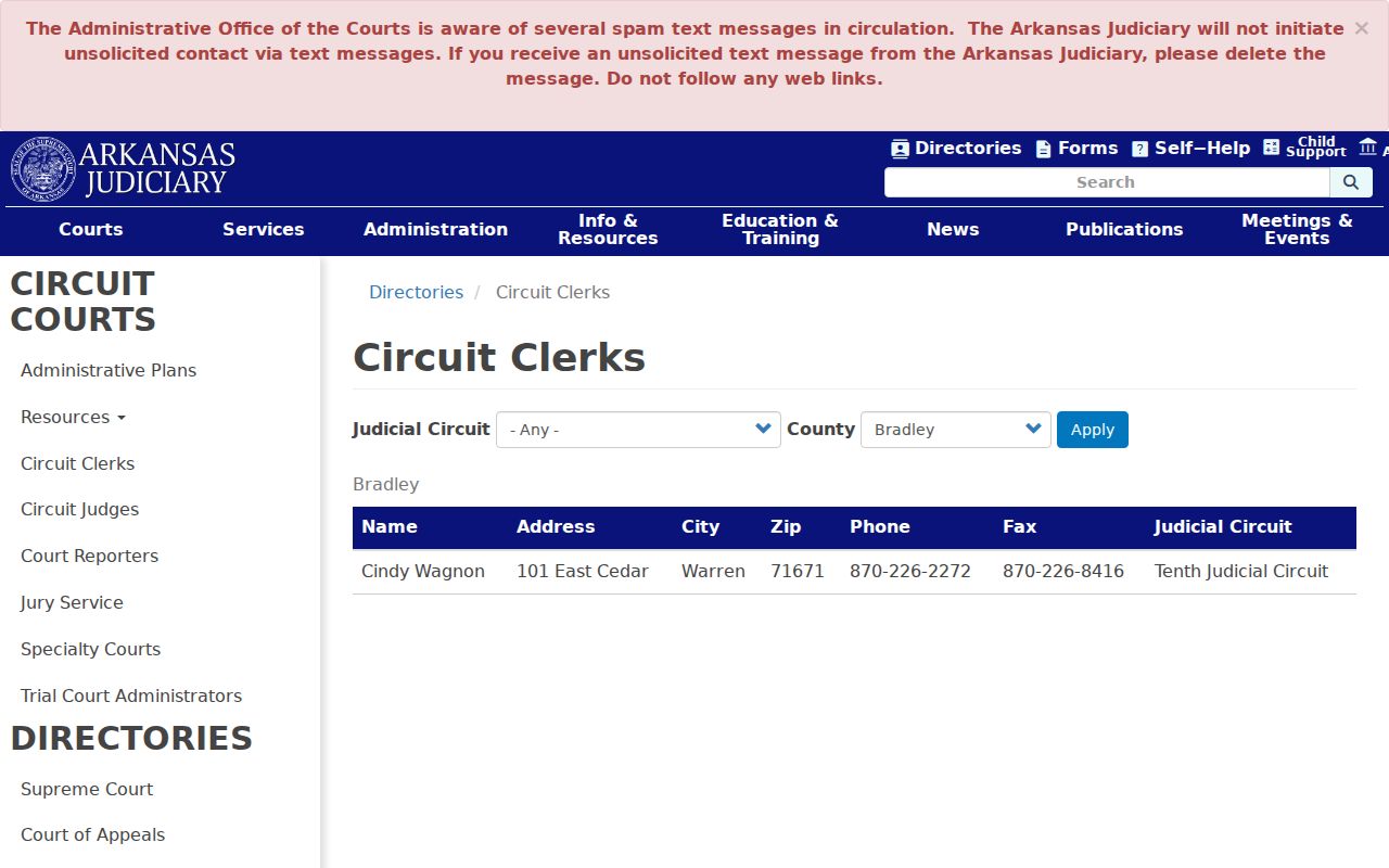 Bradley County Circuit Clerk docket directory