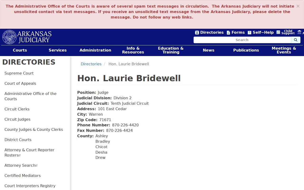 Bradley County court date Division 2 judicial office profile